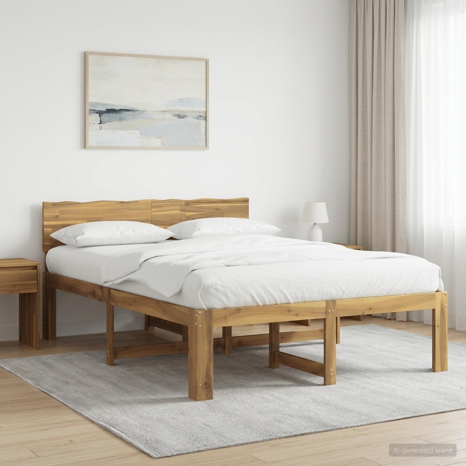 vidaXL Podwójna rama łóżka z wezgłowiem ROSTOCK Biały 150 x 200 cm