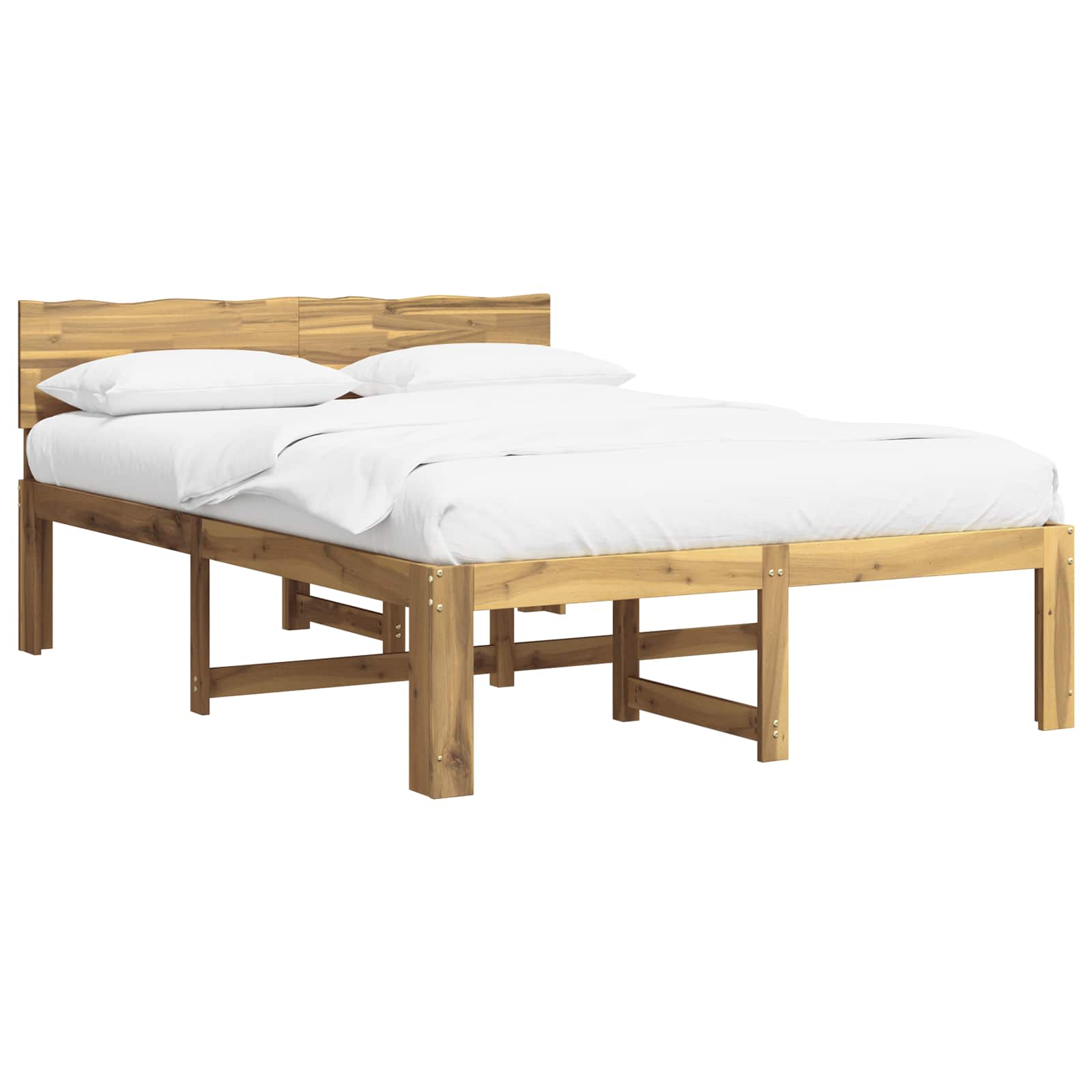 vidaXL Podwójna rama łóżka z wezgłowiem ROSTOCK Biały 150 x 200 cm