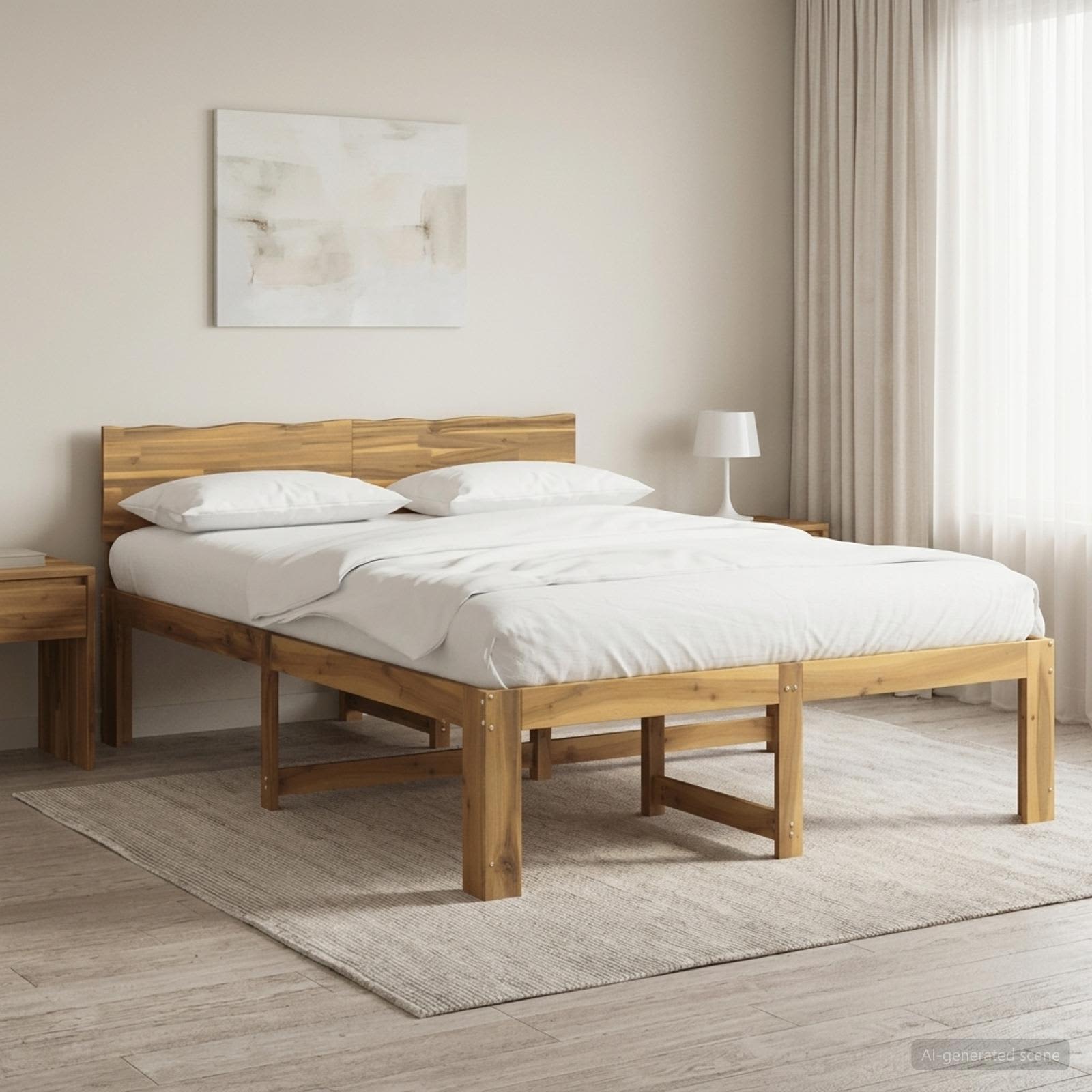 vidaXL Podwójna rama łóżka z wezgłowiem ROSTOCK Biały 160 x 200 cm
