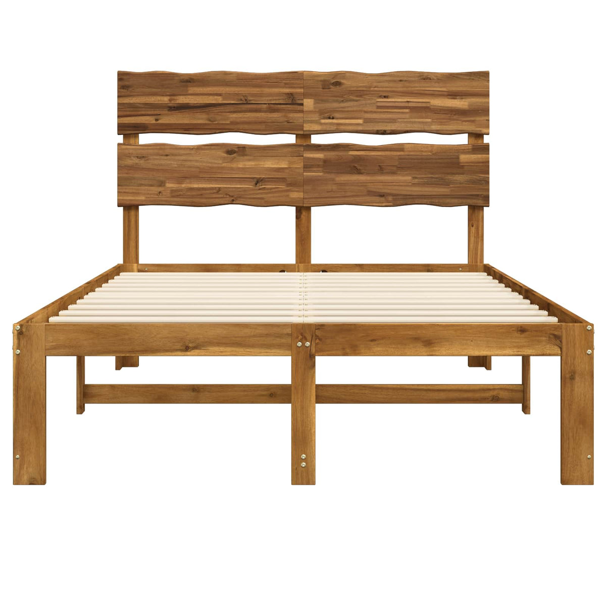 vidaXL Podwójna rama łóżka z wezgłowiem ROSTOCK naturalny 135 x 190 cm