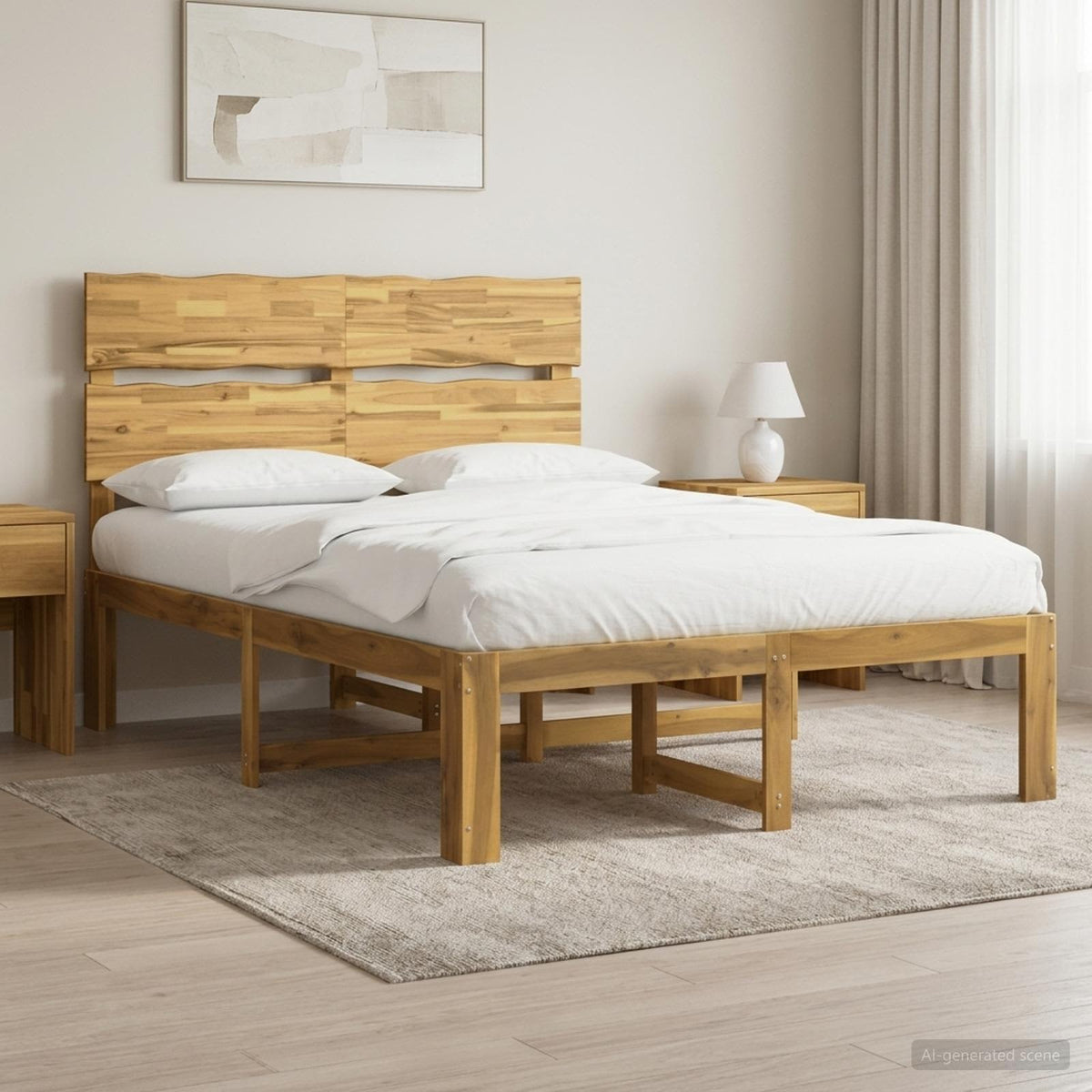 vidaXL Podwójna rama łóżka z wezgłowiem ROSTOCK Biały 135 x 190 cm