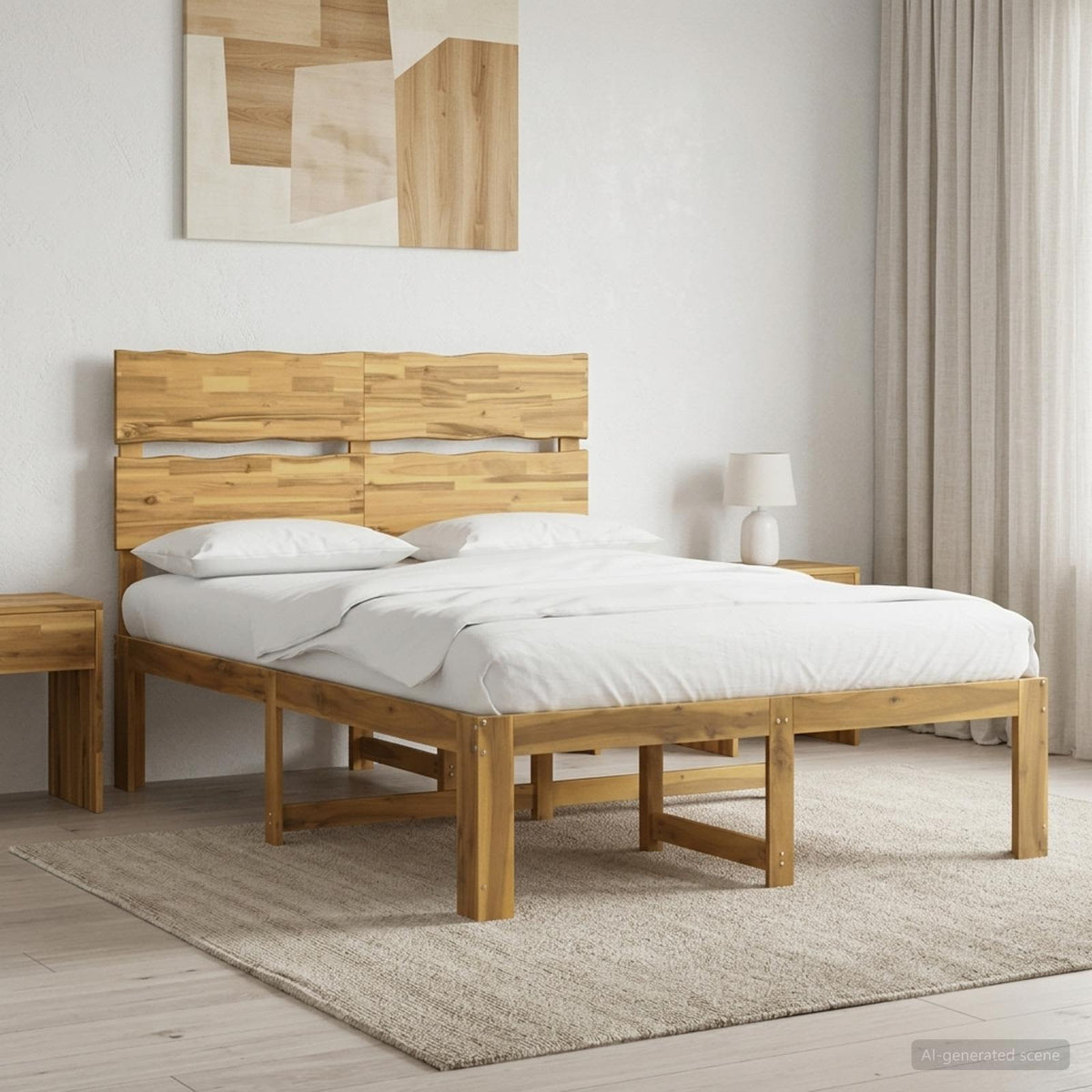 vidaXL Podwójna rama łóżka z wezgłowiem ROSTOCK Biały 140 x 190 cm