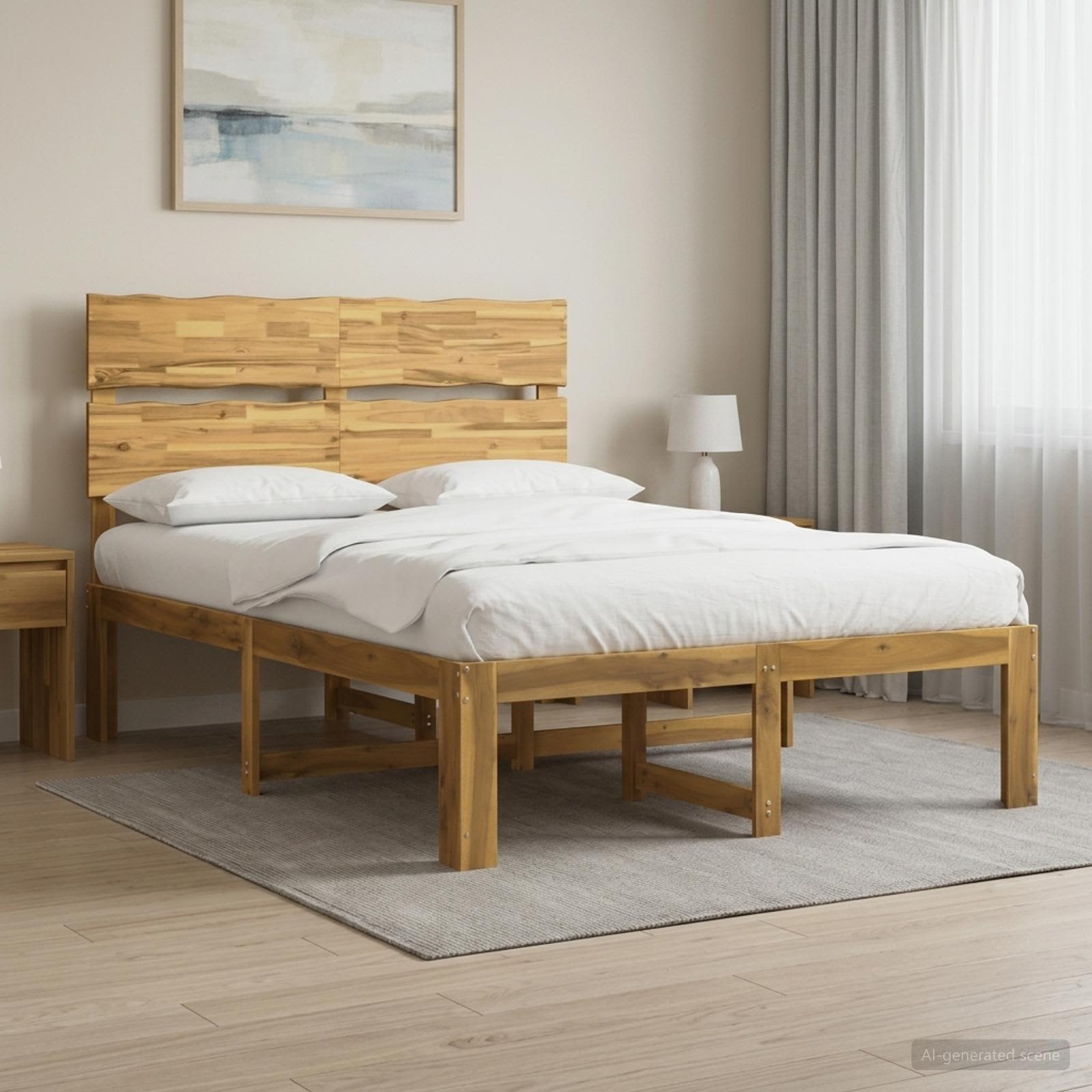 vidaXL Podwójna rama łóżka z wezgłowiem ROSTOCK Biały 120 x 200 cm