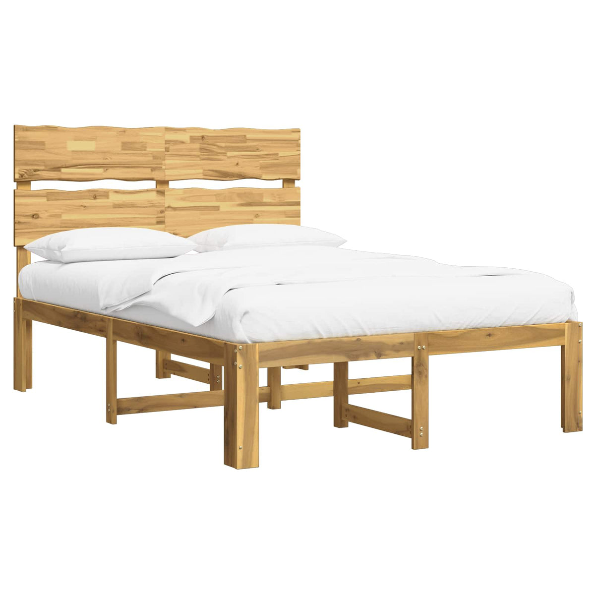 vidaXL Podwójna rama łóżka z wezgłowiem ROSTOCK Biały 140 x 200 cm