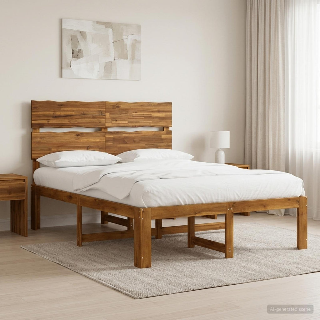vidaXL Podwójna rama łóżka z wezgłowiem ROSTOCK naturalny 150 x 200 cm