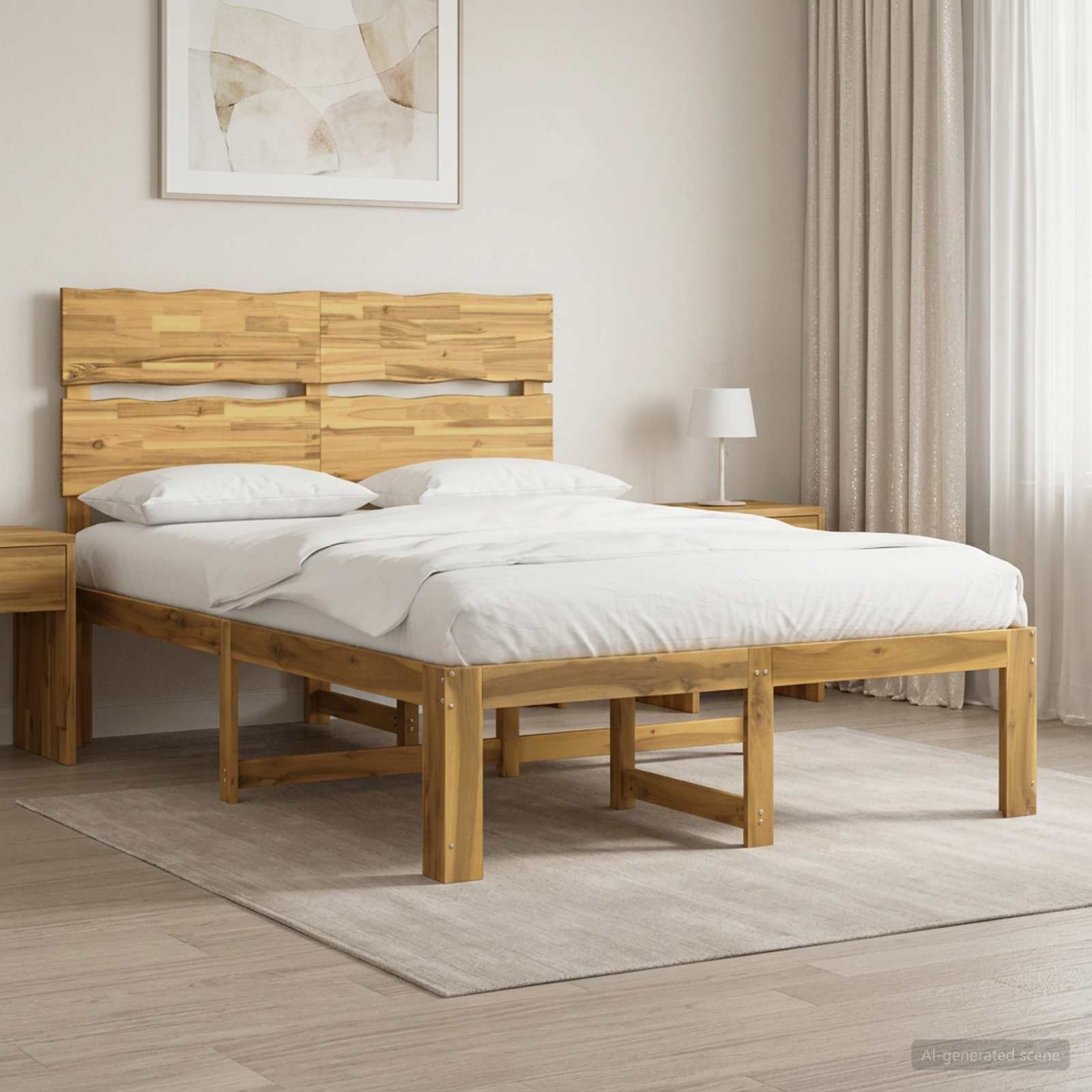 vidaXL Podwójna rama łóżka z wezgłowiem ROSTOCK Biały 150 x 200 cm
