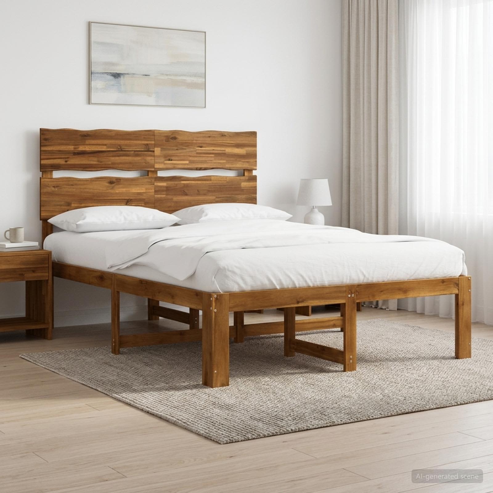 vidaXL Podwójna rama łóżka z wezgłowiem ROSTOCK naturalny 160 x 200 cm