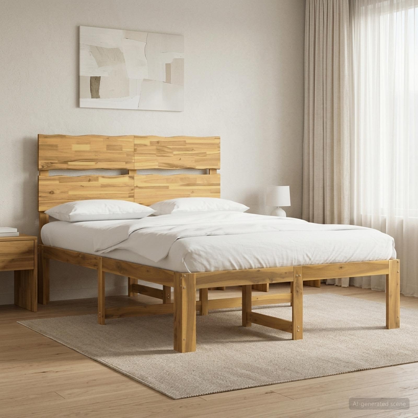vidaXL Podwójna rama łóżka z wezgłowiem ROSTOCK Biały 160 x 200 cm