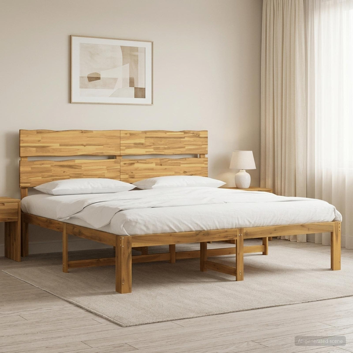 vidaXL Podwójna rama łóżka z wezgłowiem ROSTOCK Biały 180 x 200 cm
