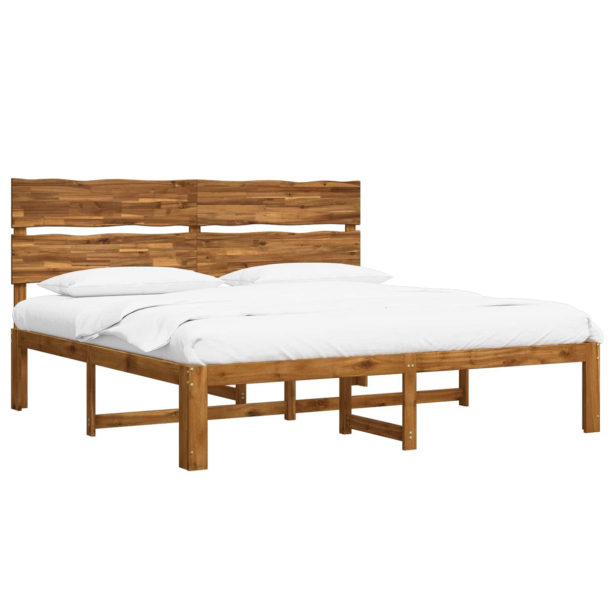 vidaXL Podwójna rama łóżka z wezgłowiem ROSTOCK naturalny 200 x 200 cm