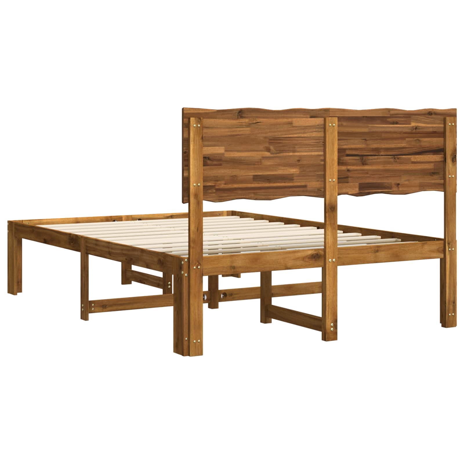 vidaXL Podwójna rama łóżka z wezgłowiem ROSTOCK naturalny 152 x 203 cm