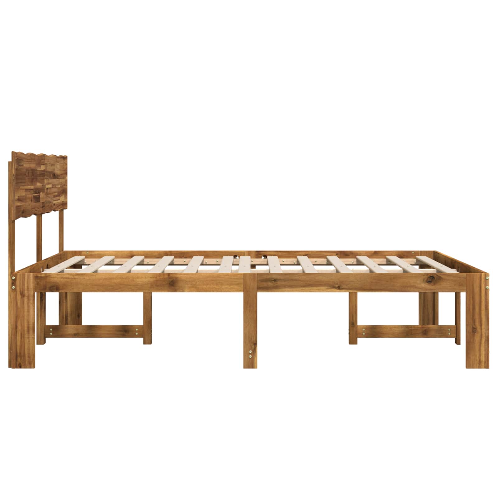 vidaXL Podwójna rama łóżka z wezgłowiem ROSTOCK naturalny 152 x 203 cm