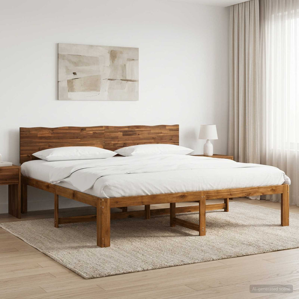 vidaXL Podwójna rama łóżka z wezgłowiem ROSTOCK naturalny 193 x 203 cm
