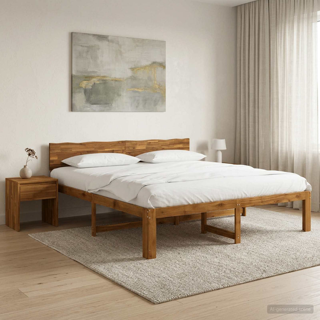 vidaXL Podwójna rama łóżka z wezgłowiem ROSTOCK naturalny 193 x 203 cm