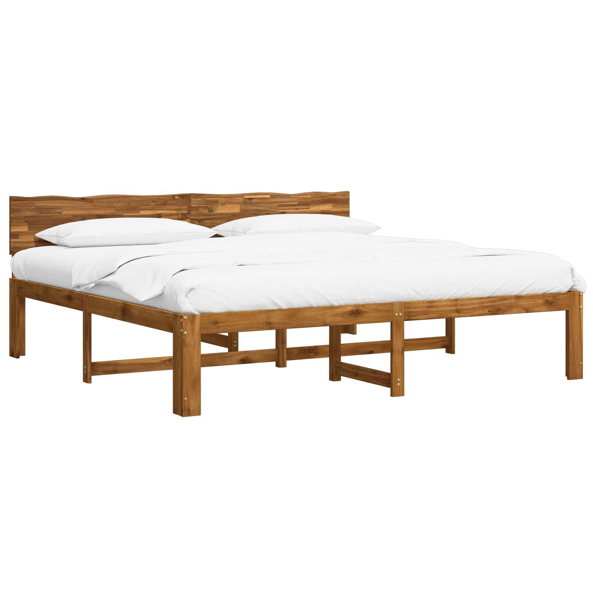vidaXL Podwójna rama łóżka z wezgłowiem ROSTOCK naturalny 193 x 203 cm