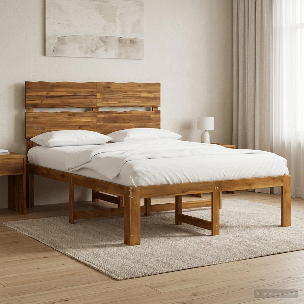 vidaXL Podwójna rama łóżka z wezgłowiem ROSTOCK naturalny 137 x 190 cm
