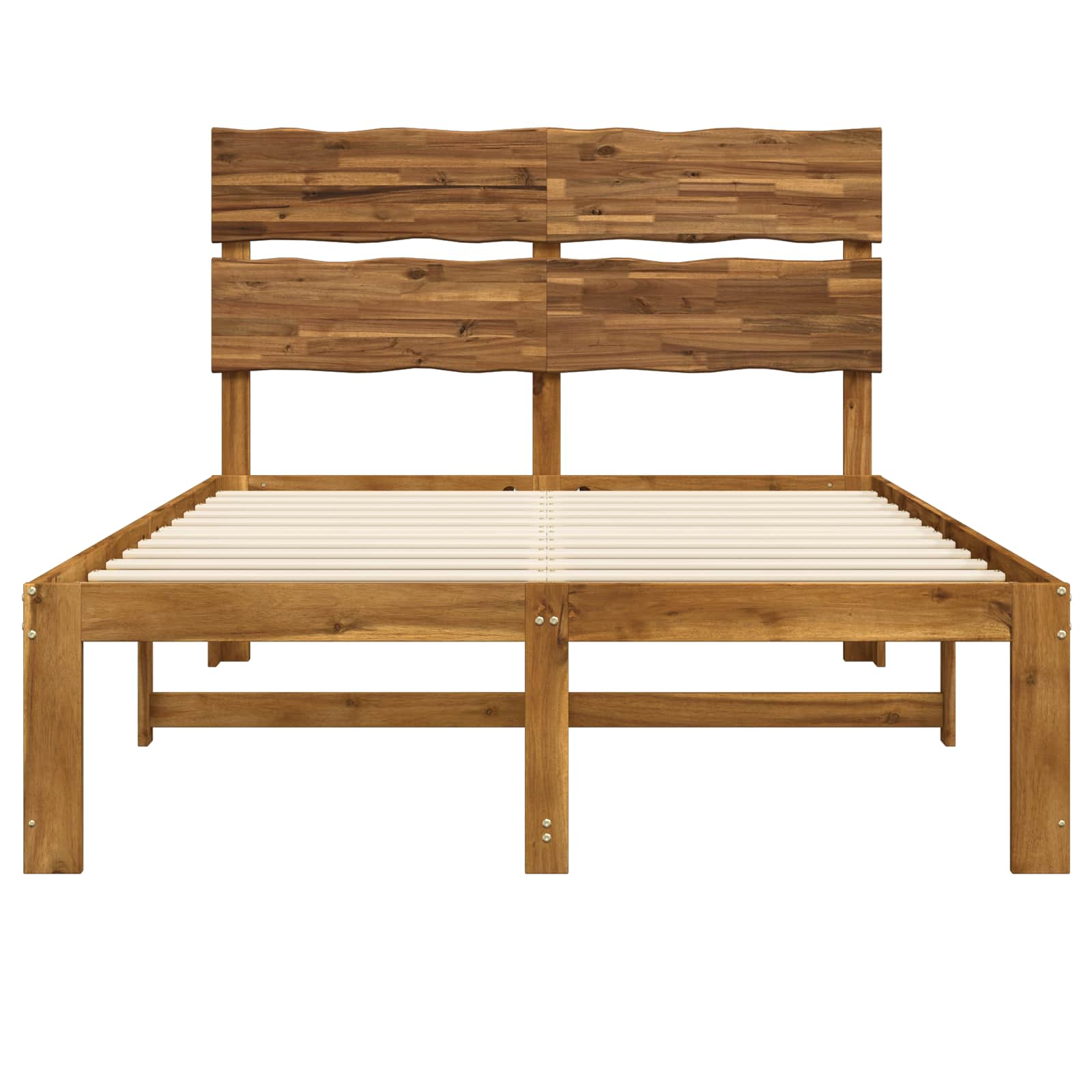 vidaXL Podwójna rama łóżka z wezgłowiem ROSTOCK naturalny 137 x 190 cm