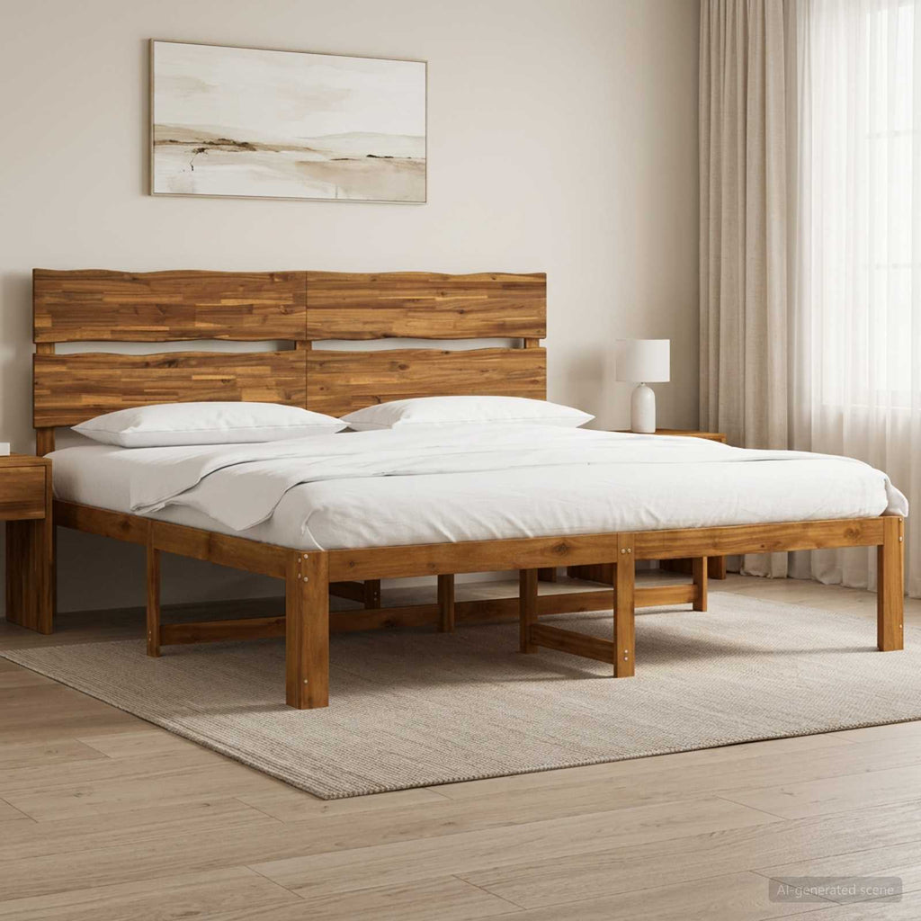 vidaXL Podwójna rama łóżka z wezgłowiem ROSTOCK naturalny 193 x 203 cm