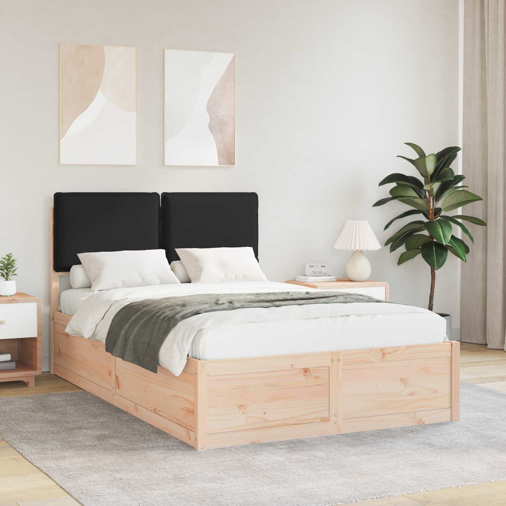 vidaXL Ramka łóżka z tapicerowanym wezgłowiem Czarny 120 x 200 cm