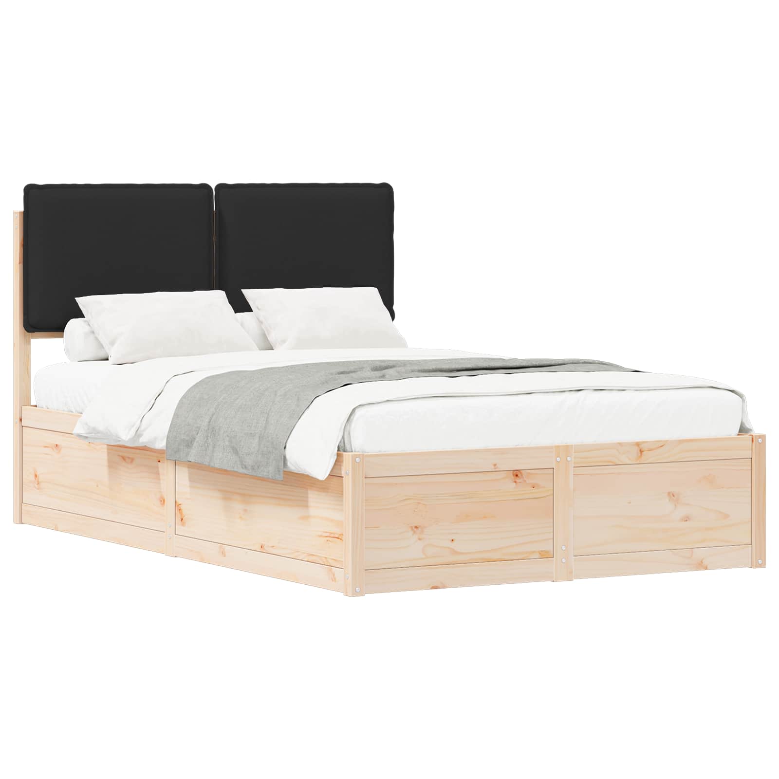 vidaXL Ramka łóżka z tapicerowanym wezgłowiem Czarny 120 x 200 cm