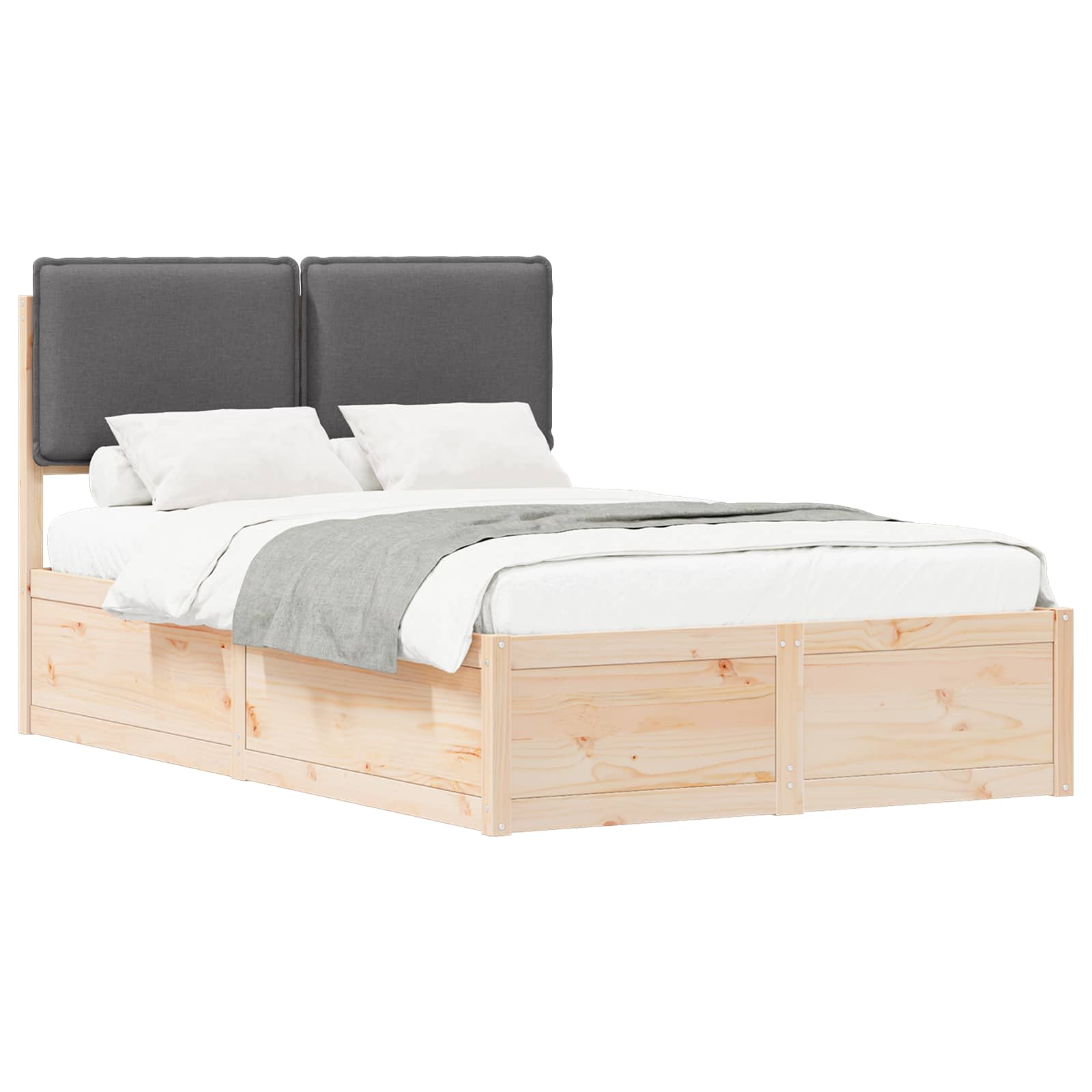 vidaXL Ramka łóżka z tapicerowanym wezgłowiem Ciemnoszary 120 x 190 cm