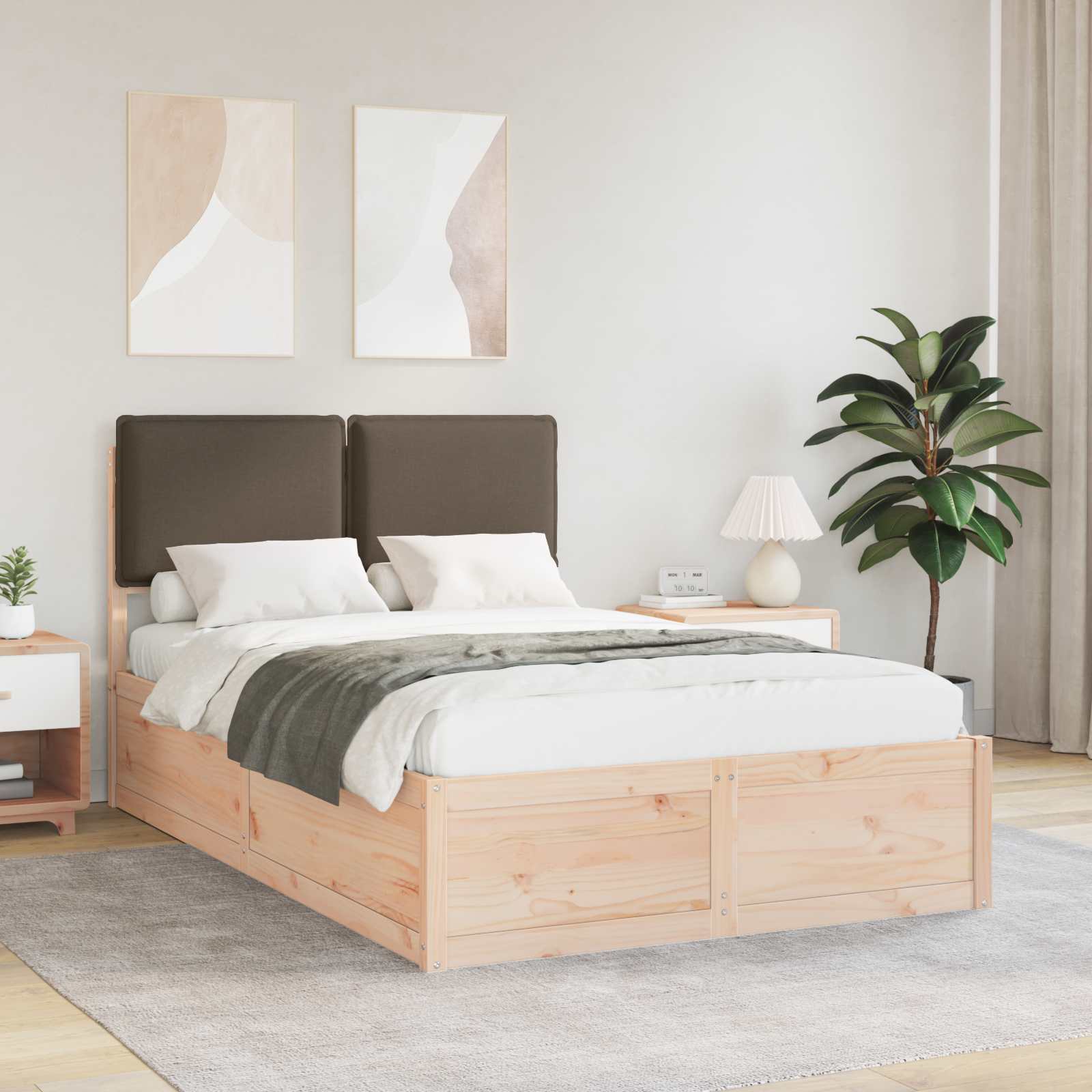 vidaXL Ramka łóżka z tapicerowanym wezgłowiem Ciemnoszary 120 x 190 cm