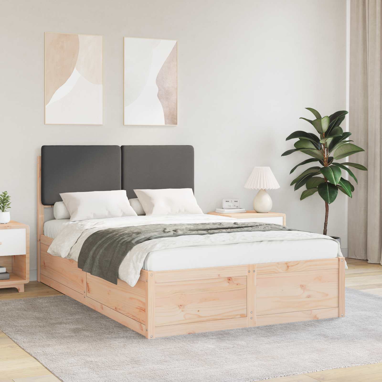 vidaXL Ramka łóżka z tapicerowanym wezgłowiem Ciemnoszary 120 x 200 cm
