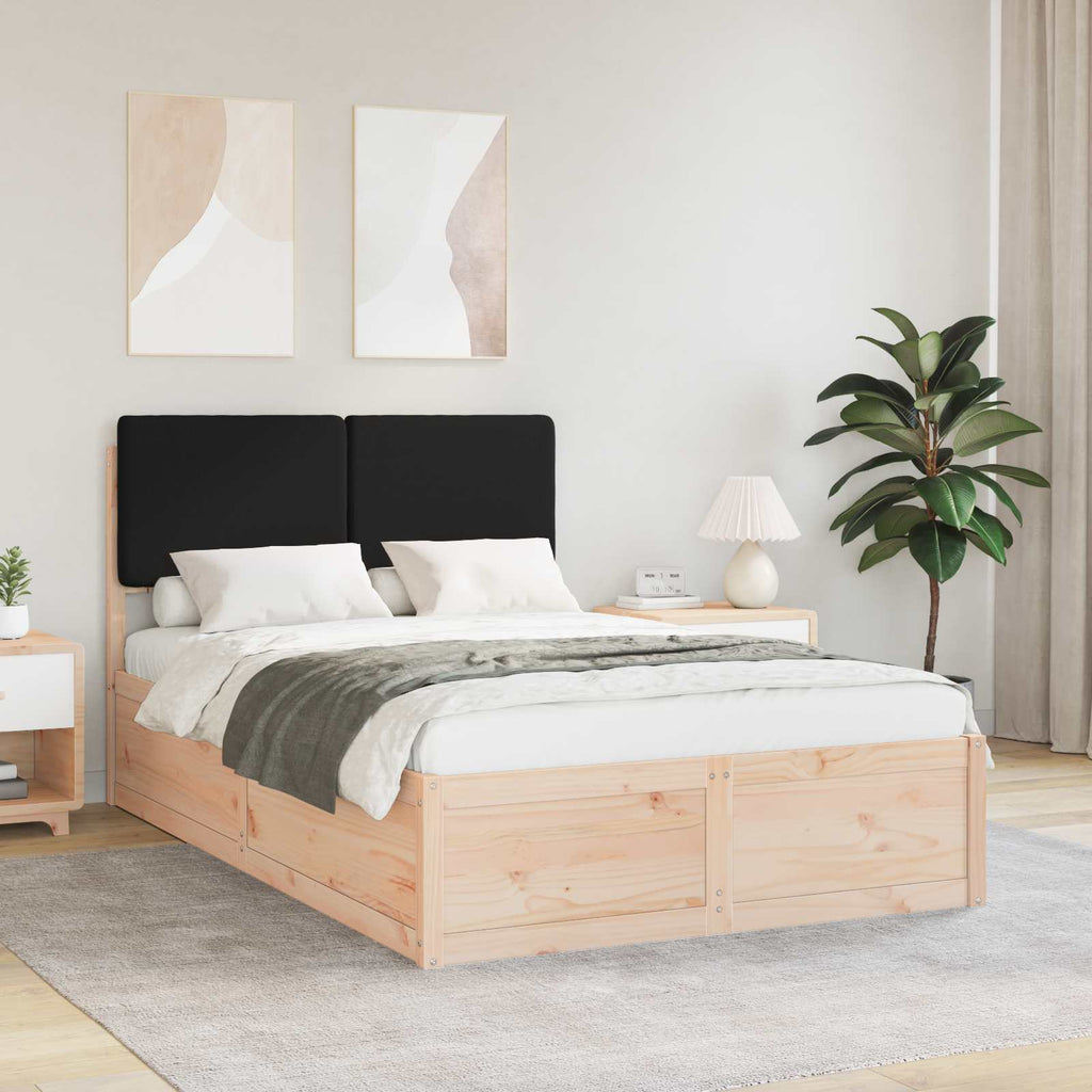 vidaXL Ramka łóżka z tapicerowanym wezgłowiem Czarny 120 x 200 cm