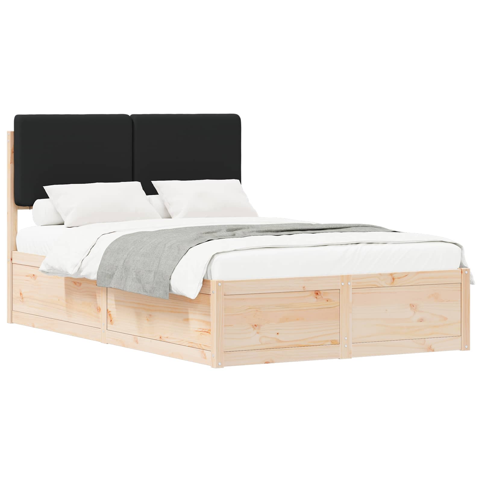vidaXL Ramka łóżka z tapicerowanym wezgłowiem Czarny 120 x 200 cm