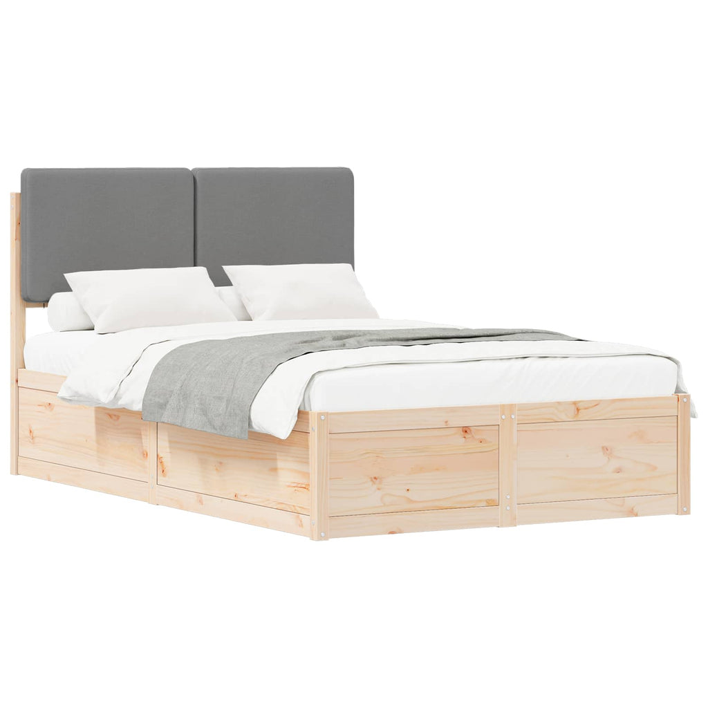 vidaXL Ramka łóżka z tapicerowanym wezgłowiem Jasnoszary 120 x 190 cm