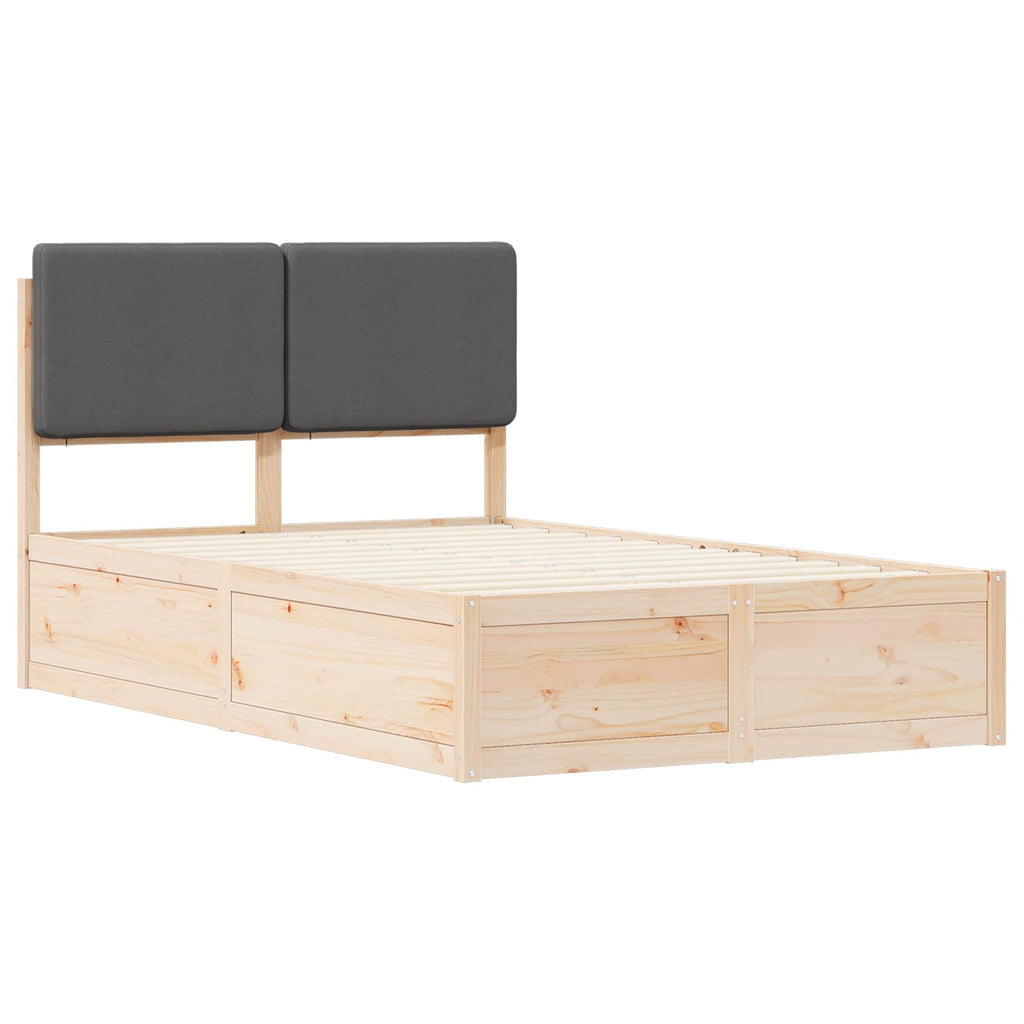 vidaXL Ramka łóżka z tapicerowanym wezgłowiem Ciemnoszary 120 x 190 cm