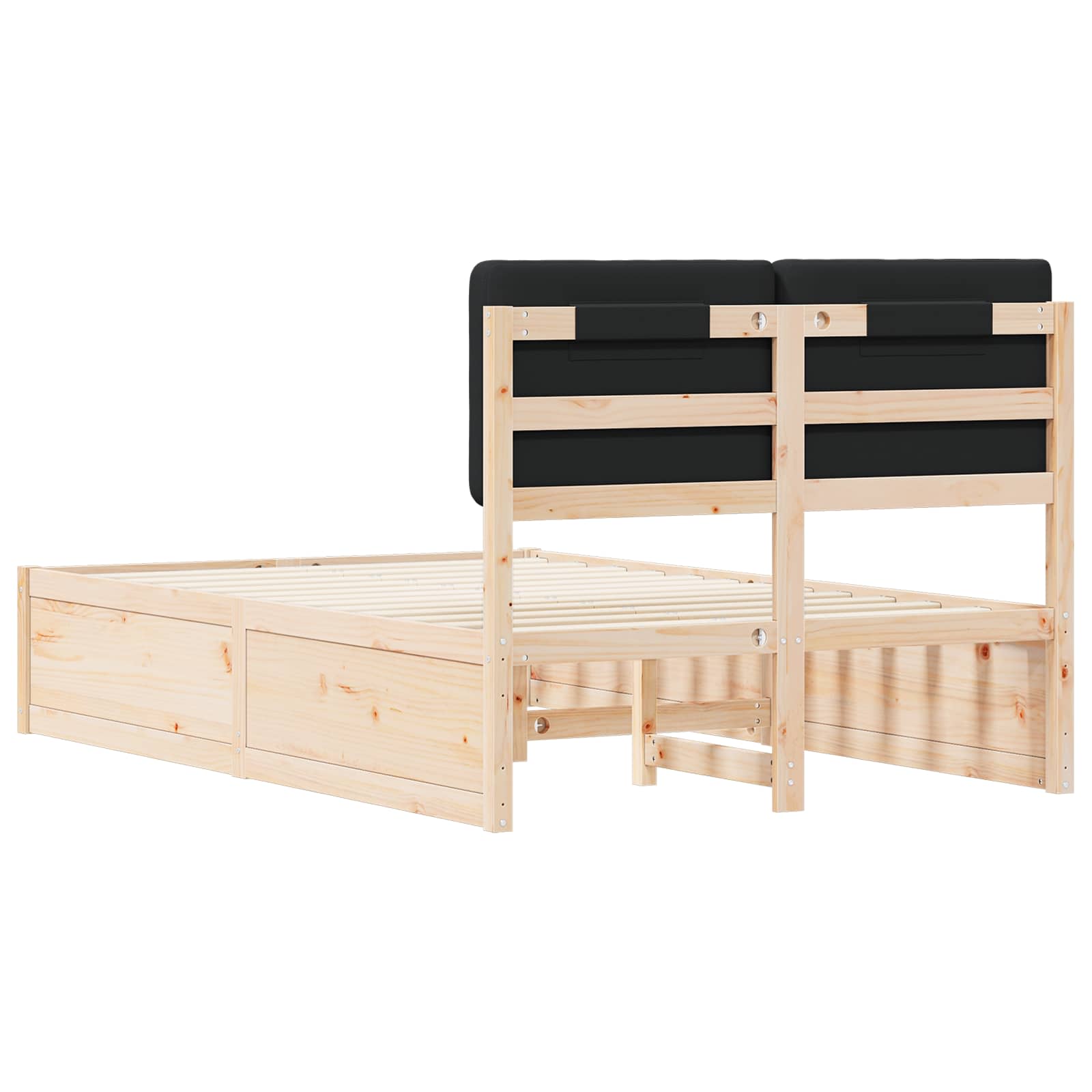 vidaXL Ramka łóżka z tapicerowanym wezgłowiem Czarny 120 x 190 cm