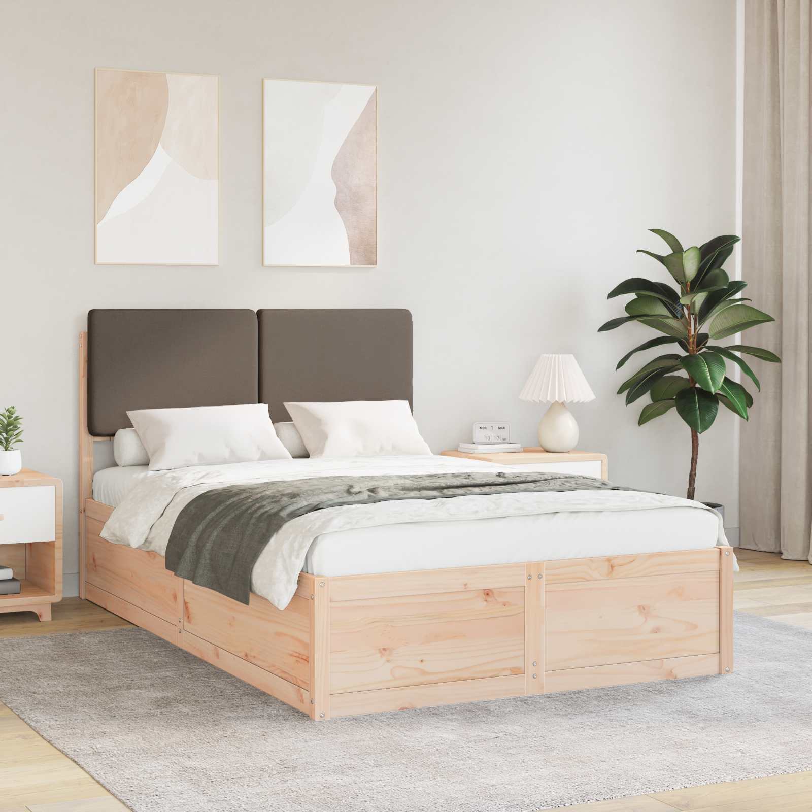 vidaXL Ramka łóżka z tapicerowanym wezgłowiem Ciemnoszary 120 x 190 cm