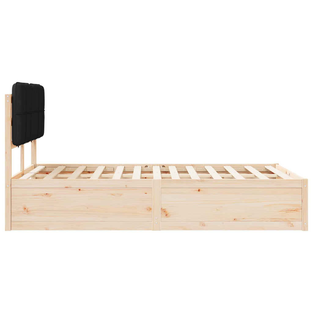 vidaXL Ramka łóżka z tapicerowanym wezgłowiem Czarny 120 x 200 cm