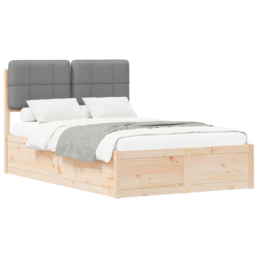 vidaXL Ramka łóżka z tapicerowanym wezgłowiem Jasnoszary 120 x 190 cm