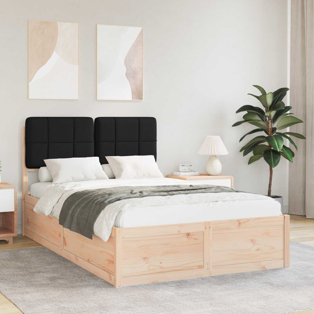 vidaXL Ramka łóżka z tapicerowanym wezgłowiem Czarny 120 x 190 cm