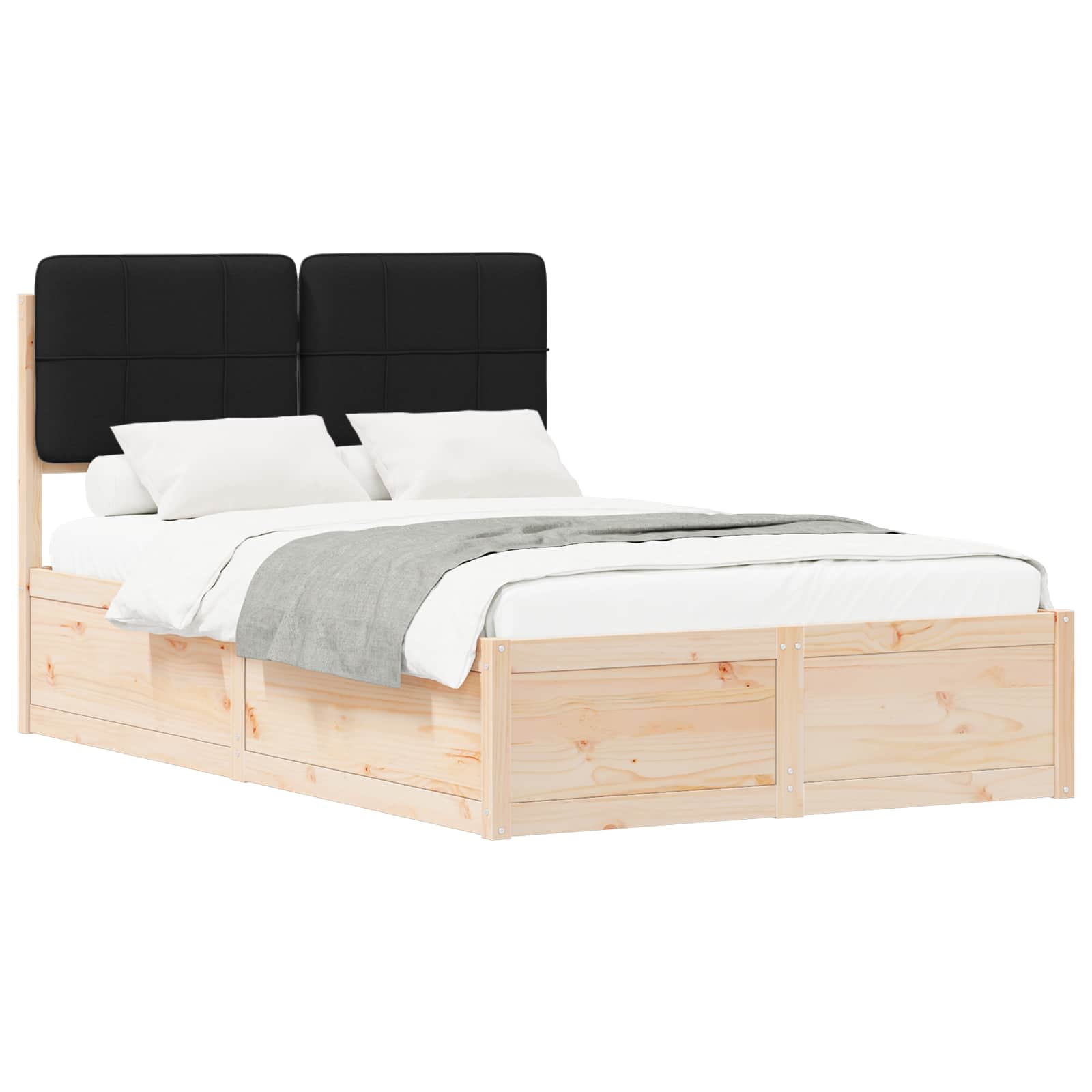 vidaXL Ramka łóżka z tapicerowanym wezgłowiem Czarny 120 x 190 cm
