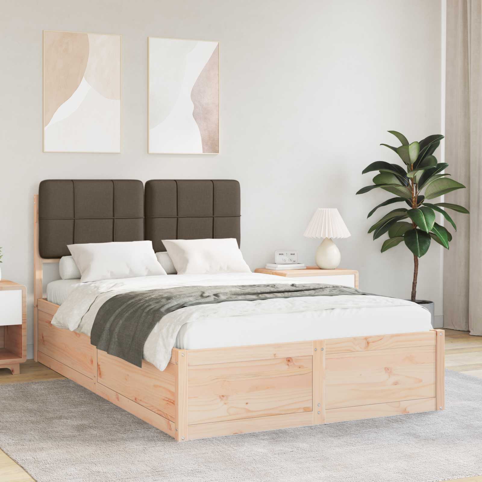 vidaXL Ramka łóżka z tapicerowanym wezgłowiem Ciemnoszary 120 x 190 cm