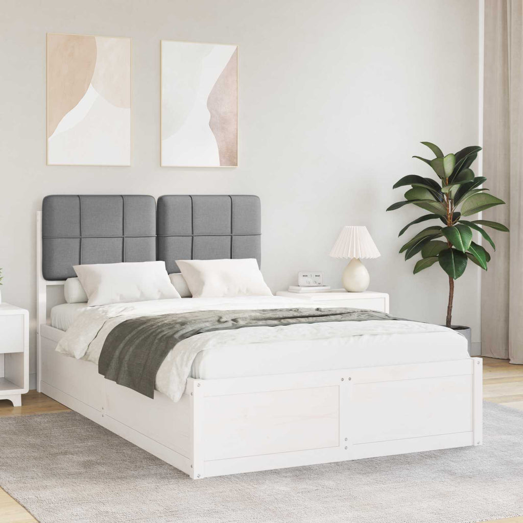 vidaXL Ramka łóżka z tapicerowanym wezgłowiem Jasnoszary 120 x 190 cm