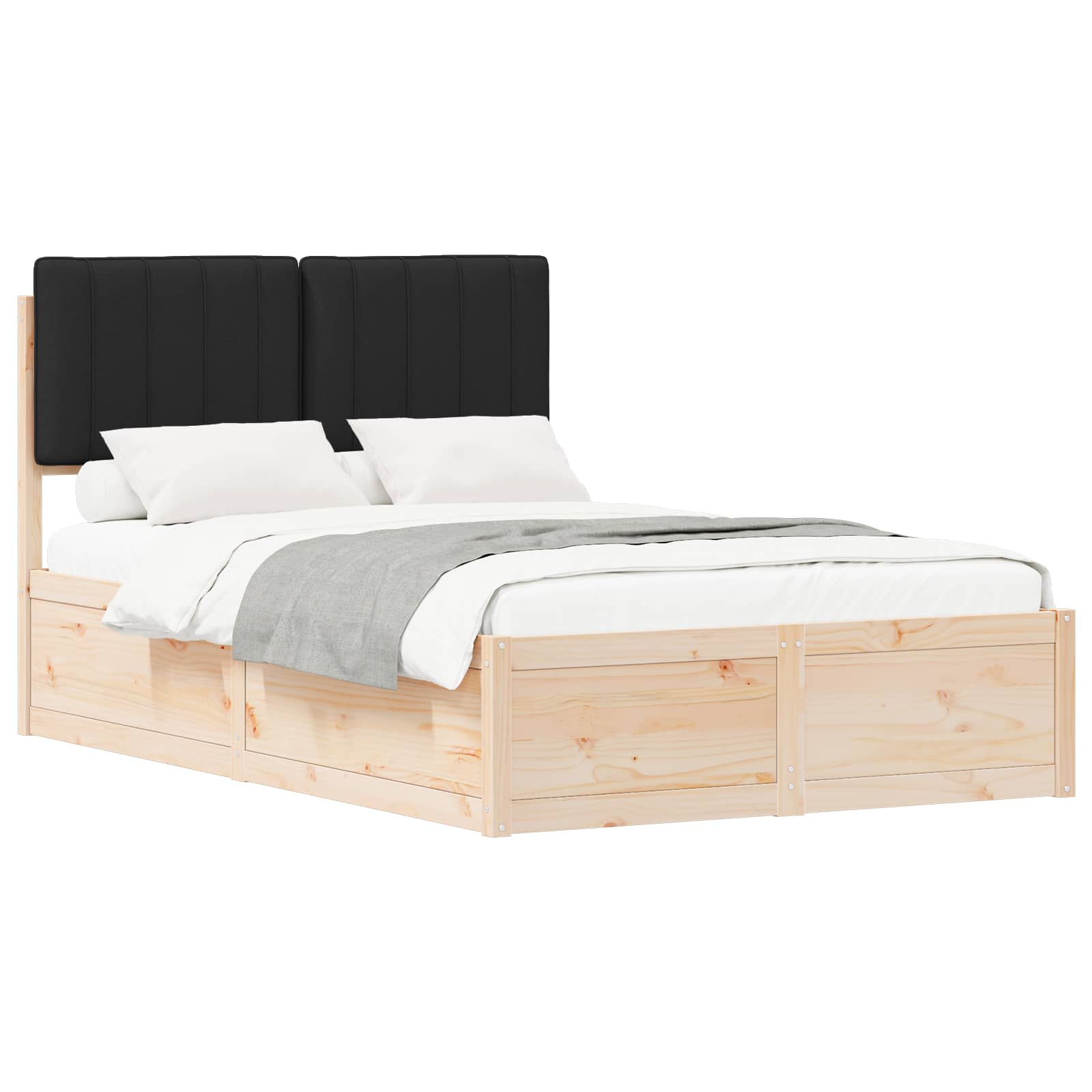 vidaXL Ramka łóżka z tapicerowanym wezgłowiem Czarny 120 x 200 cm