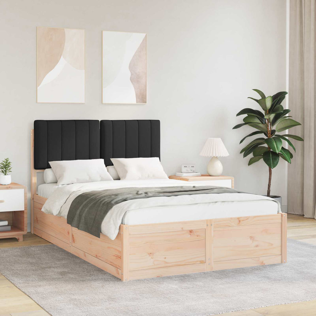 vidaXL Ramka łóżka z tapicerowanym wezgłowiem Czarny 120 x 190 cm