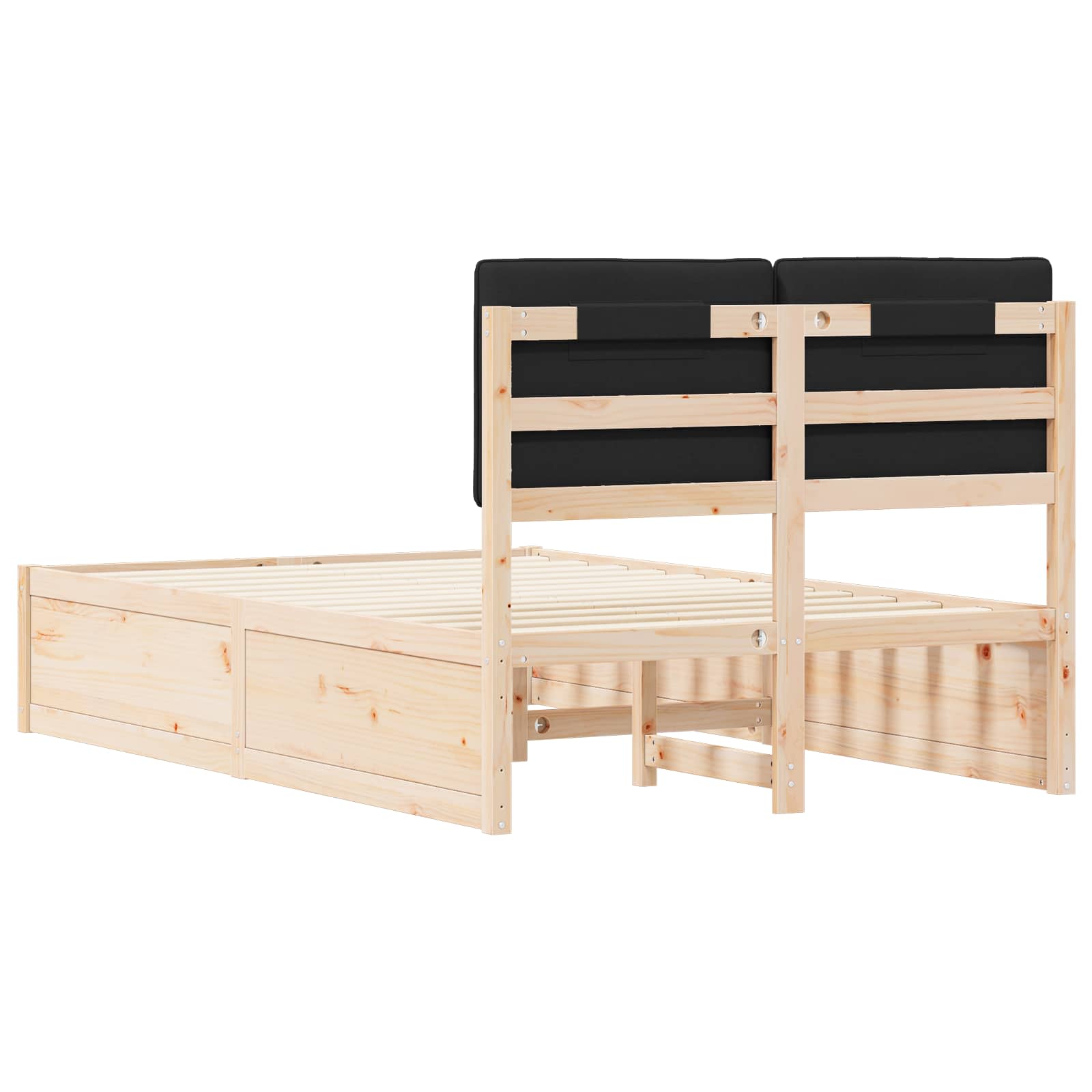 vidaXL Ramka łóżka z tapicerowanym wezgłowiem Czarny 120 x 190 cm