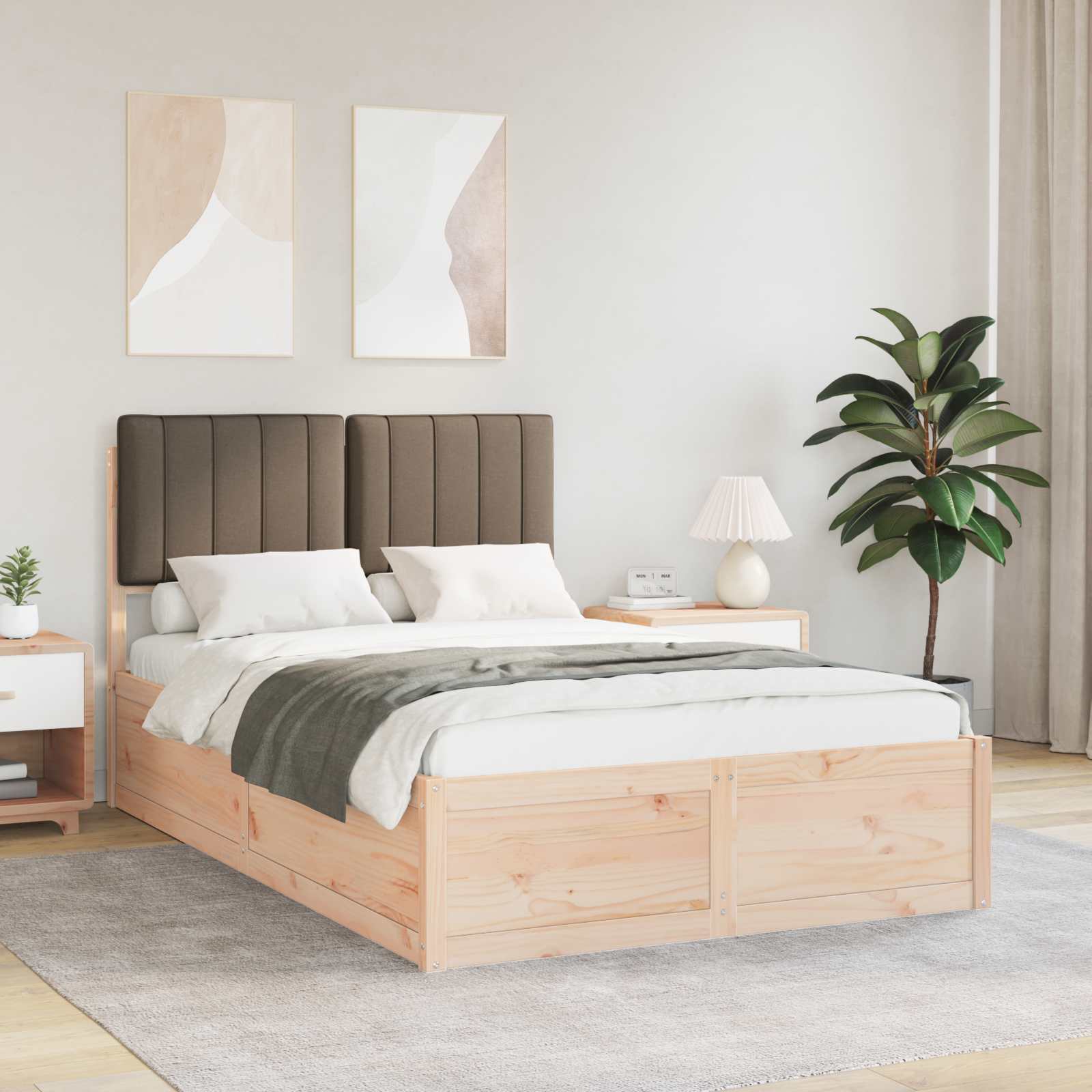 vidaXL Ramka łóżka z tapicerowanym wezgłowiem Ciemnoszary 120 x 190 cm