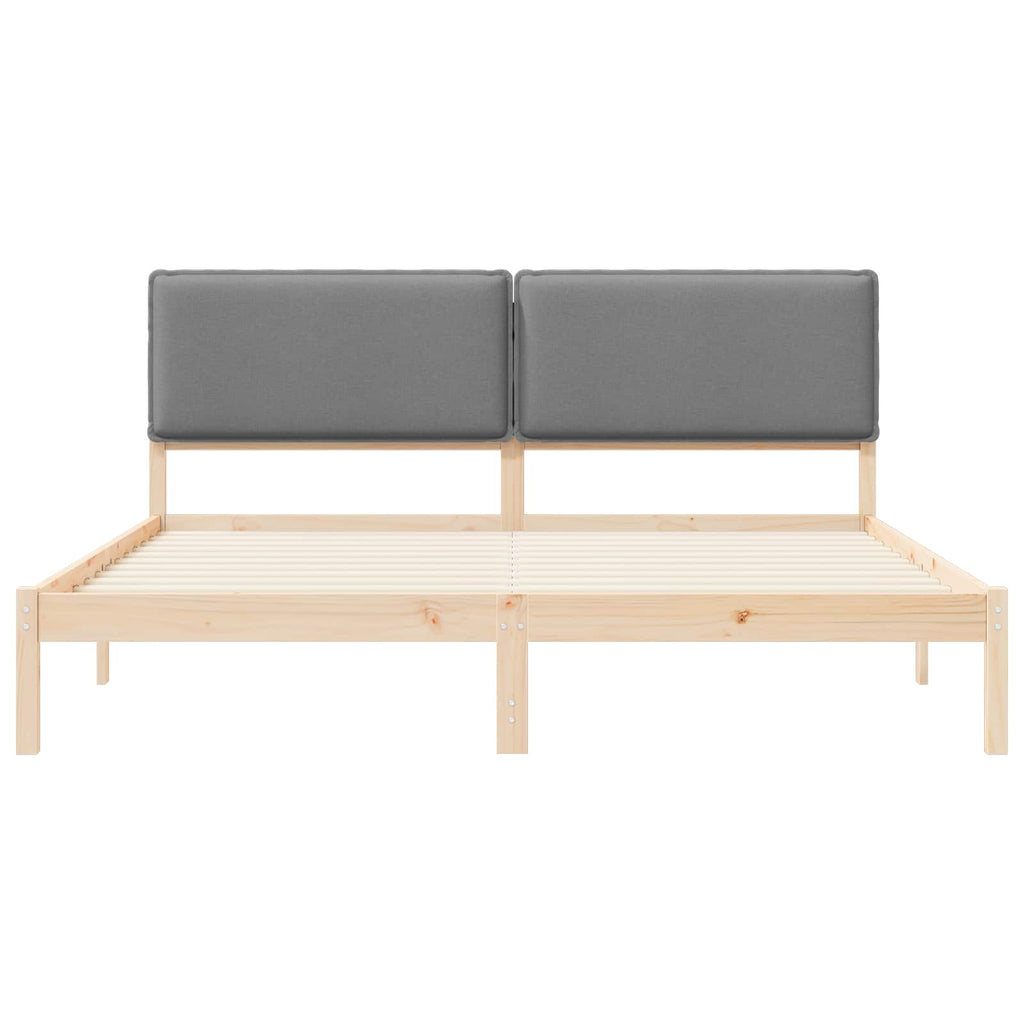 vidaXL Ramka łóżka z tapicerowanym wezgłowiem Jasnoszary 200 x 200 cm