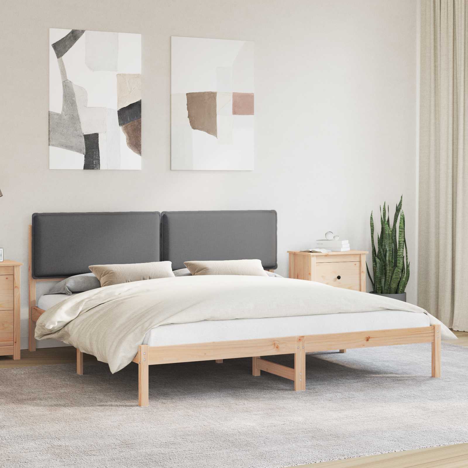 vidaXL Ramka łóżka z tapicerowanym wezgłowiem Ciemnoszary 200 x 200 cm