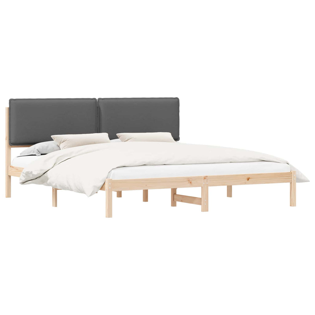 vidaXL Ramka łóżka z tapicerowanym wezgłowiem Ciemnoszary 200 x 200 cm