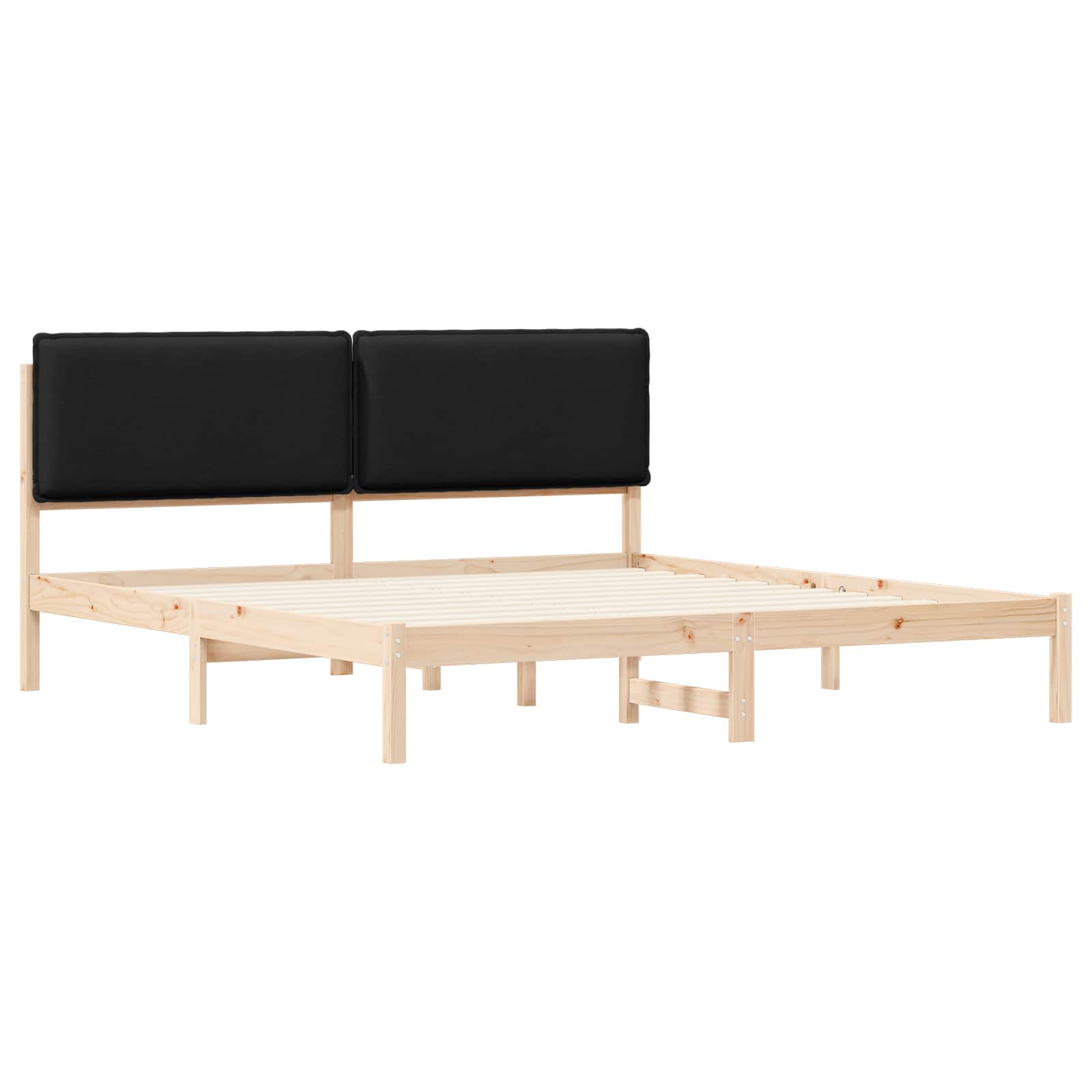 vidaXL Ramka łóżka z tapicerowanym wezgłowiem Czarny 200 x 200 cm