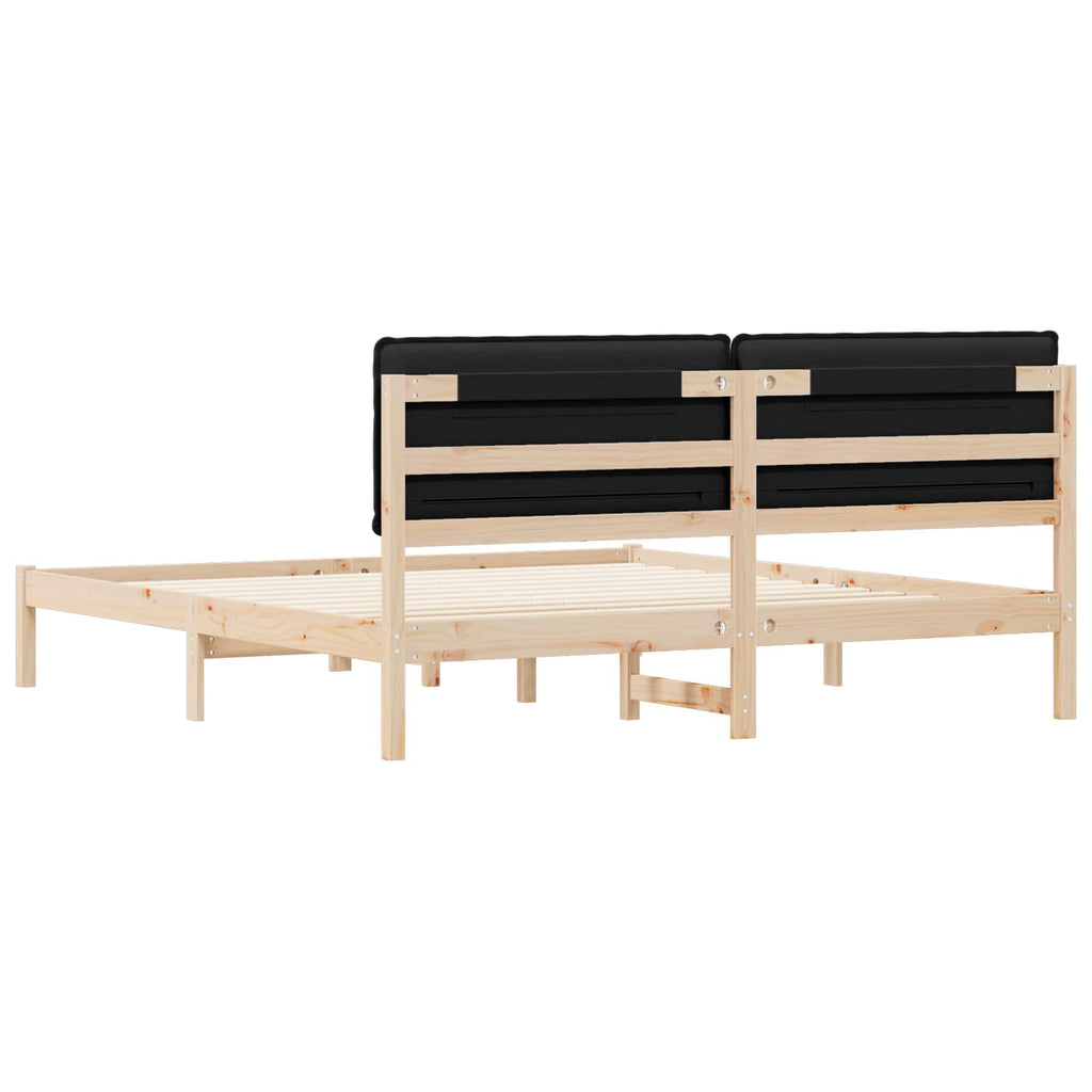 vidaXL Ramka łóżka z tapicerowanym wezgłowiem Czarny 200 x 200 cm