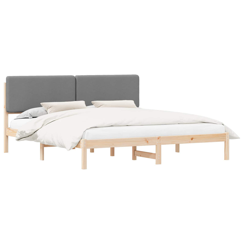 vidaXL Ramka łóżka z tapicerowanym wezgłowiem Jasnoszary 200 x 200 cm