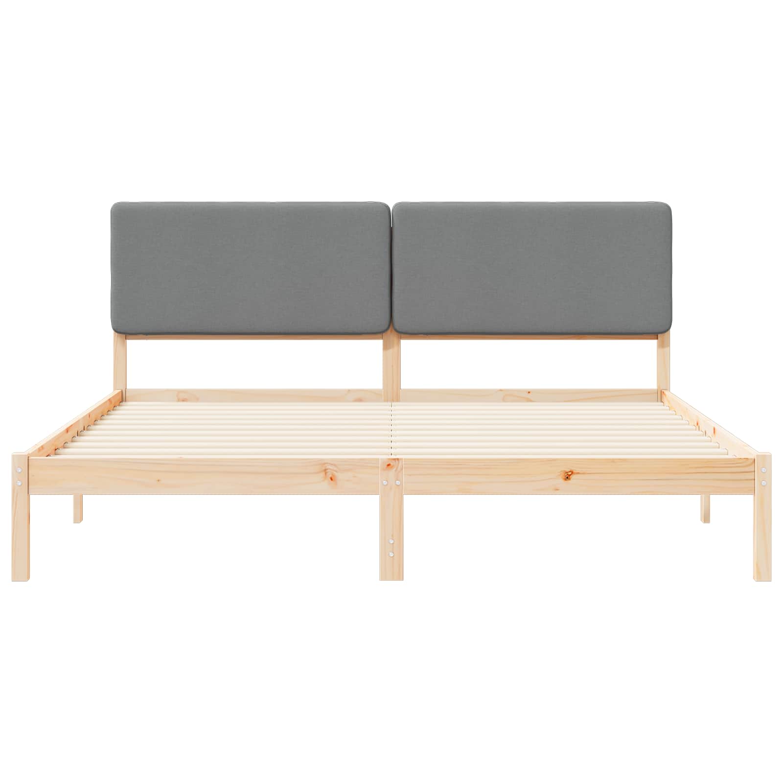 vidaXL Ramka łóżka z tapicerowanym wezgłowiem Jasnoszary 200 x 200 cm